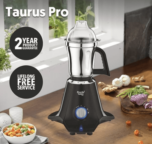 Preethi Taurus Pro MG-256 Mixer Grinder, Black, 3 Jars,Powerful 1000 Watt motor for perfect grinding in 90 sec, Shock proof ABS Plastic Body, 5 Yr Motor Warranty & Lifelong Free Service - Image 3